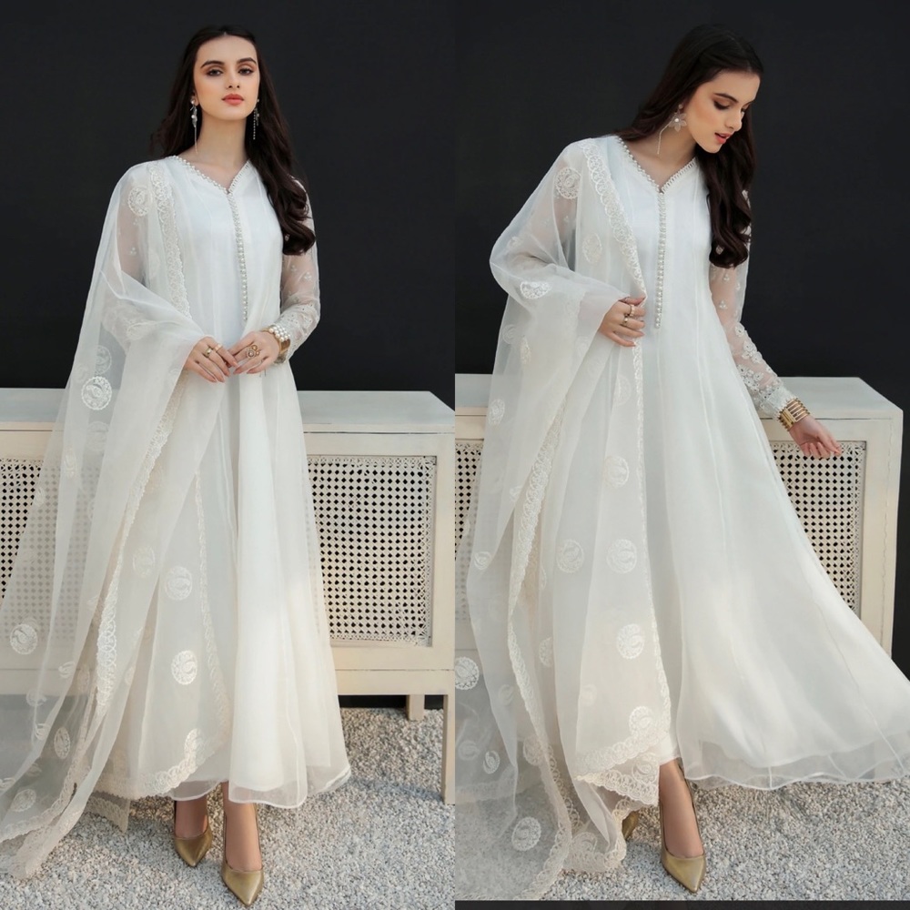 3pcs ready to wear all white elegant outfit!